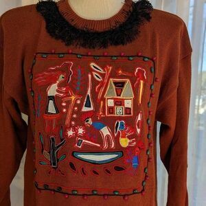 Vintage String Art Large Unique embroidered sweater new with tags